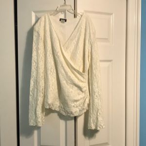 Worn once! Lacey long sleeve blouse with plunging neckline